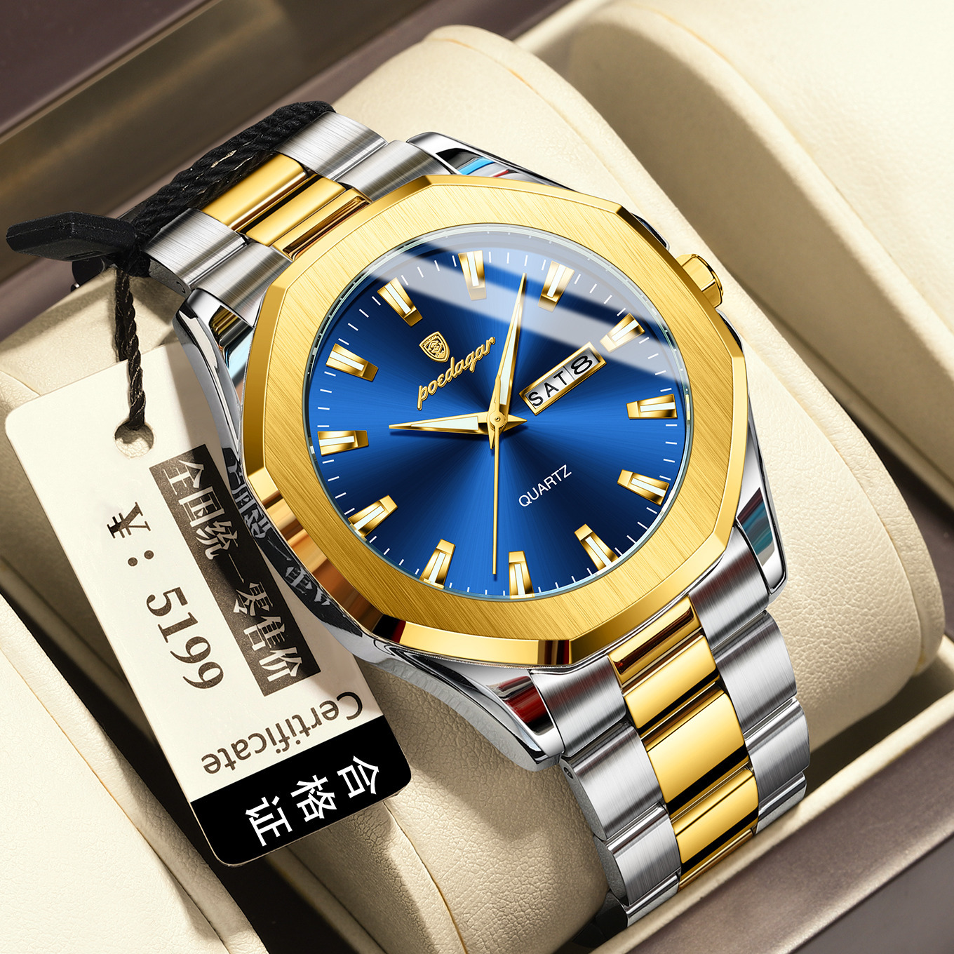 瑞士品牌时尚新款男士手表防水商务石英腕表直播外贸爆款一件代发