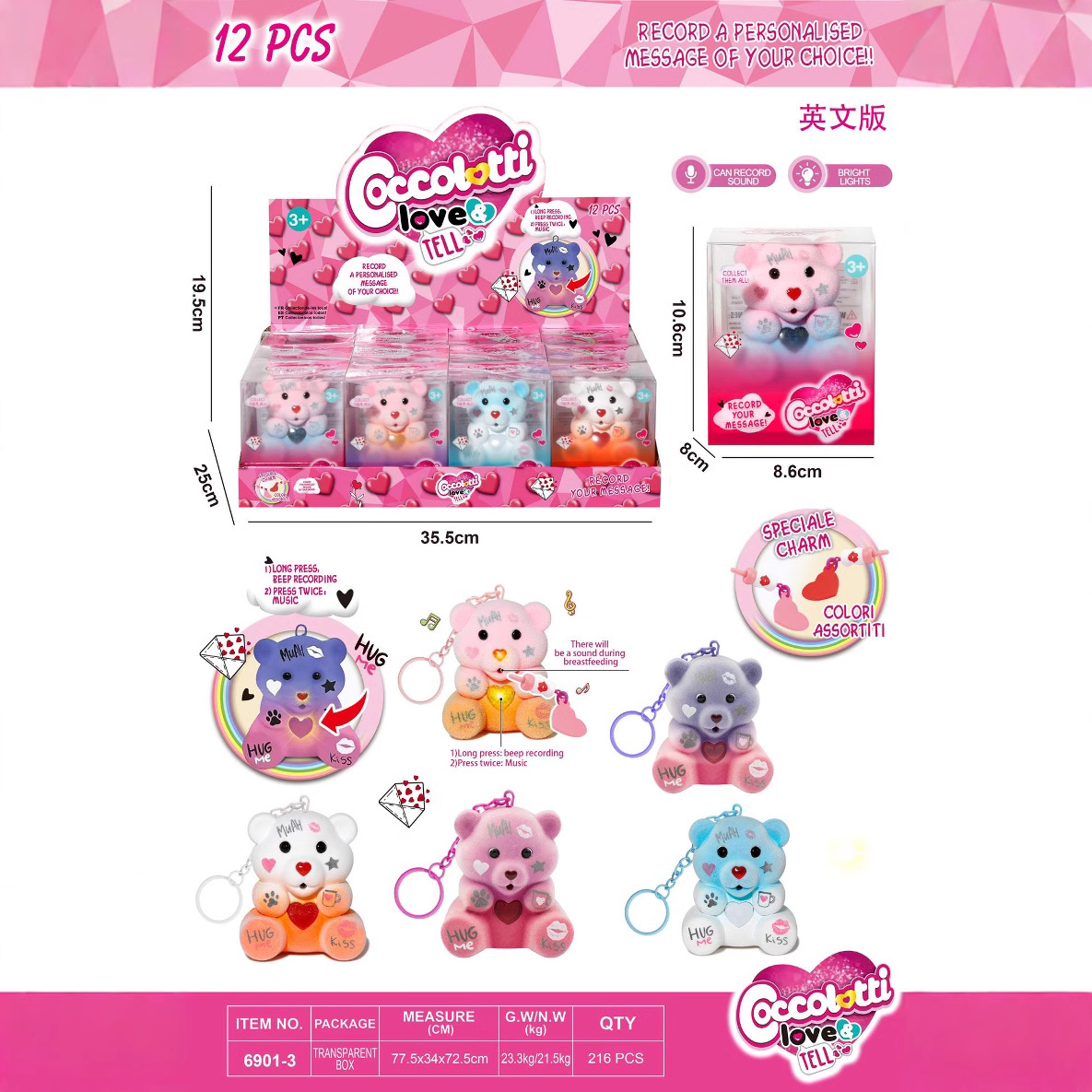Cross-border plush, glowing music, heart-shaped bear figurines, keychains, dolls, couple pendants, schoolbag decorations Application Scenario