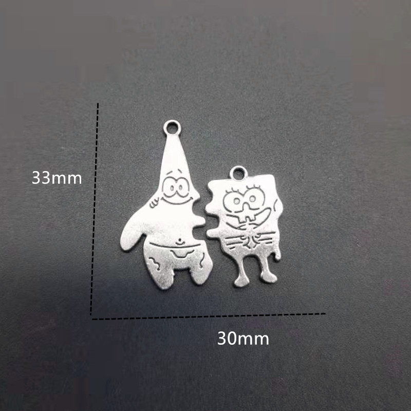 Spongebob SquarePants Pie Big Star Alloy necklace, trendy outfits for boys and girls, hip-hop pendant, sweater chain, couple details Picture