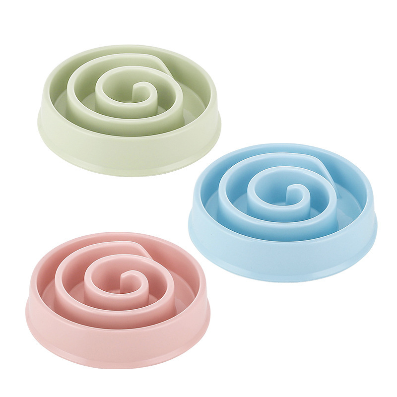Pet bowl Anti-choking thickened non-slip plastic slow food bowl Solid color simple new dog slow food bowl pet feeding bowl Application Scenario