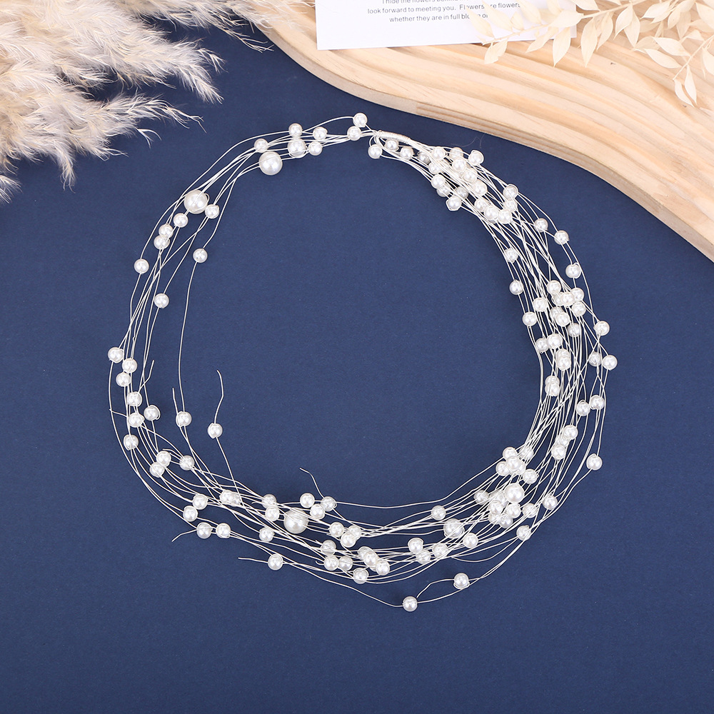 New Senxi Star Garland Hair Accessories Simple Temperament Pearl Hair Headpiece Small Fresh Wedding Headband Accessories Specification drawing