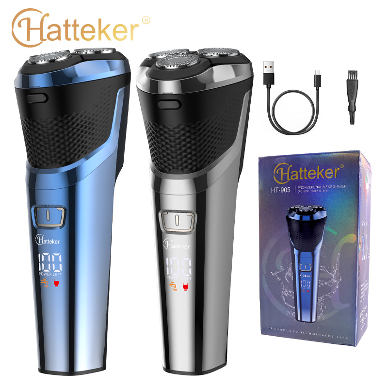 Hatteker Cross-Border Electric Shaver Rotary Three-Blade Shaver Full Wash Household Shaving Knife