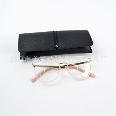 Leather sunglasses case, eyeglass storage soft package, large frame plain glasses case Specification image