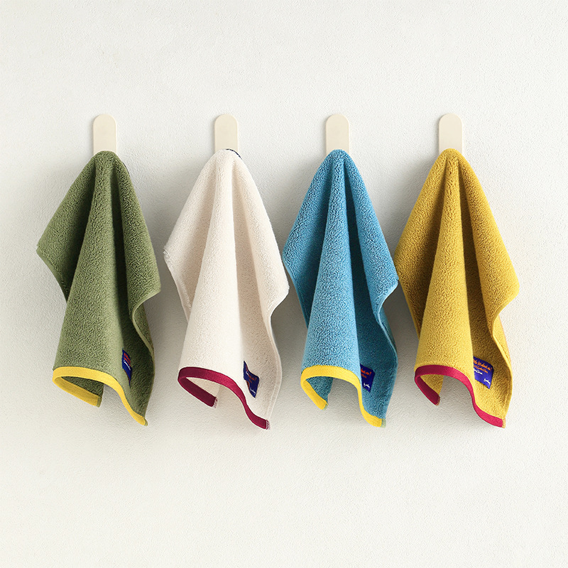 Pure cotton color-blocking edge square towel, thickened soft and simple square towel, home hand and face wiping, 34*34CM small square towel