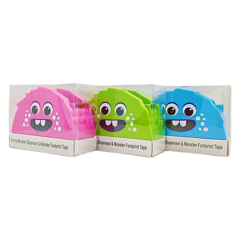 Cross-border direct supply cartoon little monster tape seat wholesale student hand ledger tool tape cutter send adhesive paper set Item Picture