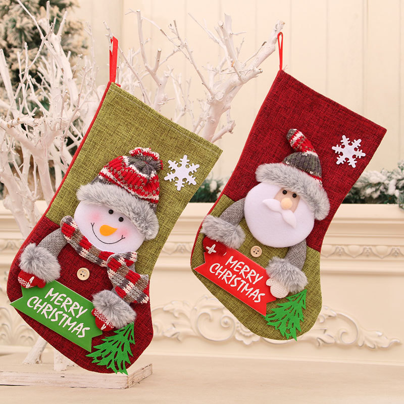 New Cross-Border Large Christmas Stocking Gift Bag Children's Candy Bag Cartoon Gift Bag Alphabet Brand Christmas Socks Specification drawing