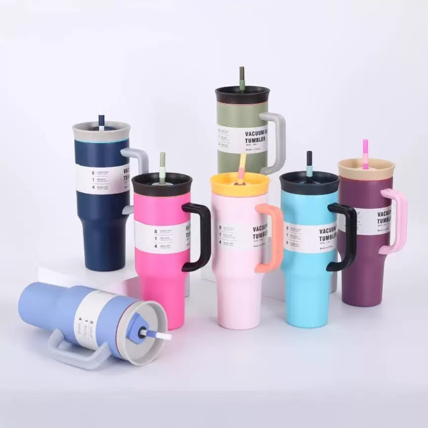 Cross-border best-selling 304 seamless stretched inner liner vacuum stainless steel large-capacity 40oz handle car cup, fashionable