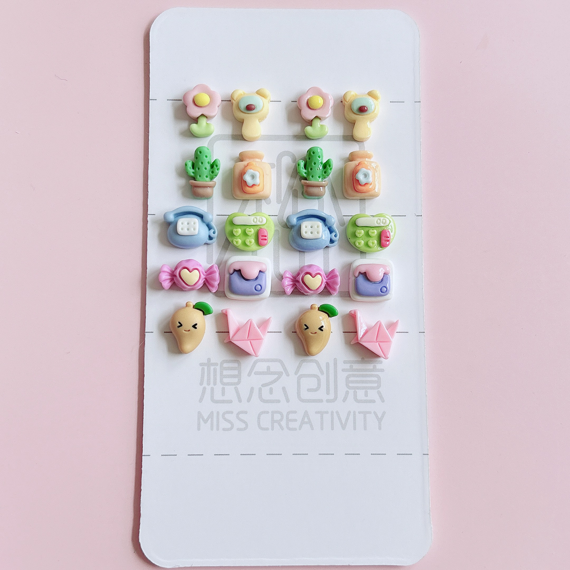XN mini cute and adorable items: Origami cranes, candy bears, makeup mirrors, cacti, diy resin jewelry materials details Picture
