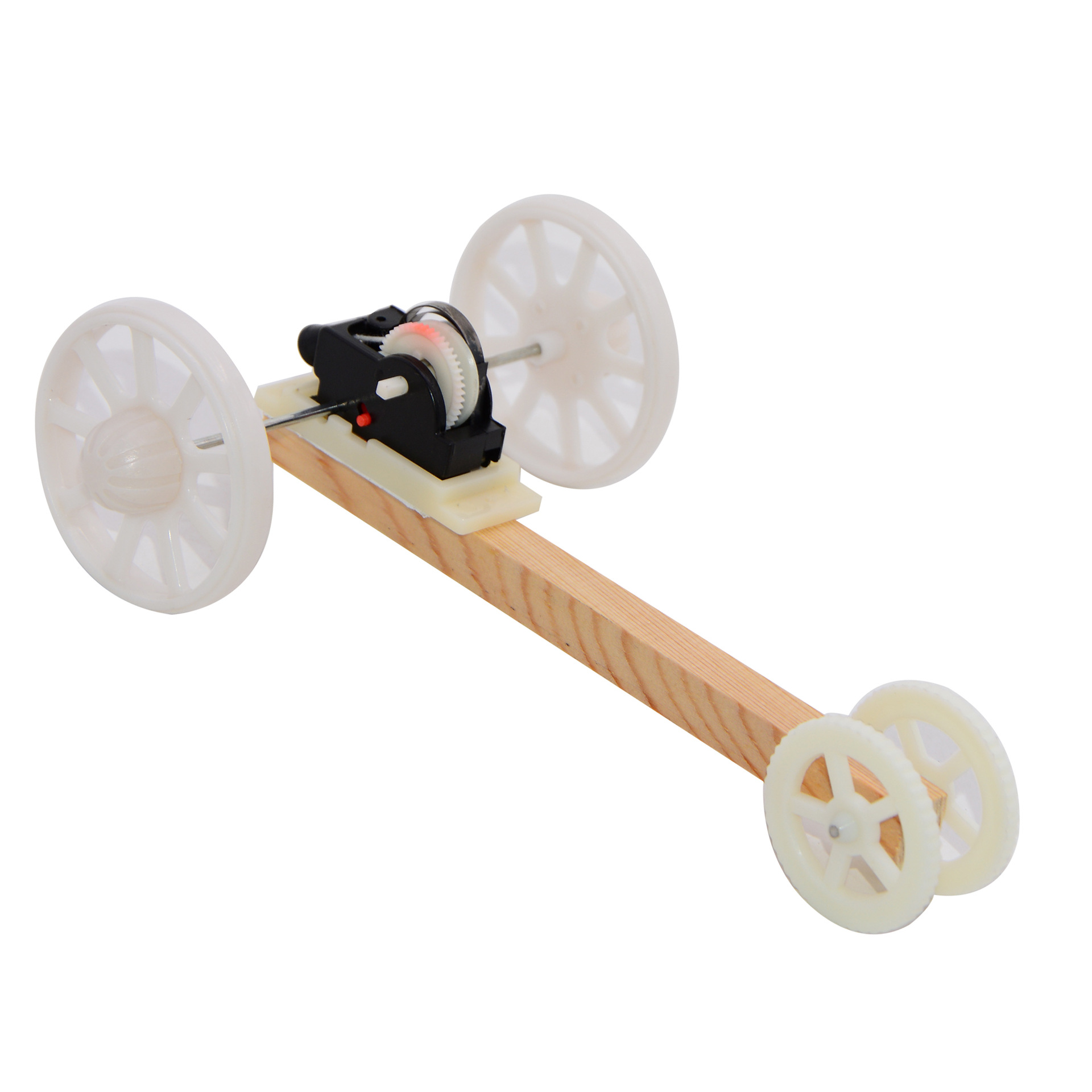 Students make small model materials for hand-pulled wire rebound carts, such as small spring-driven inertial rebound carts Item Picture
