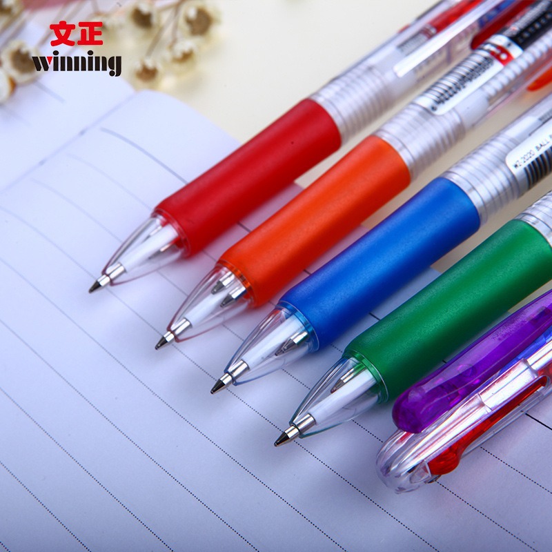 Wen Zheng 2020 Three Color Press Oil Ballpoint Pen Creative Transparent Student Ballpoint Pen Business Office Oil Pen Specification drawing