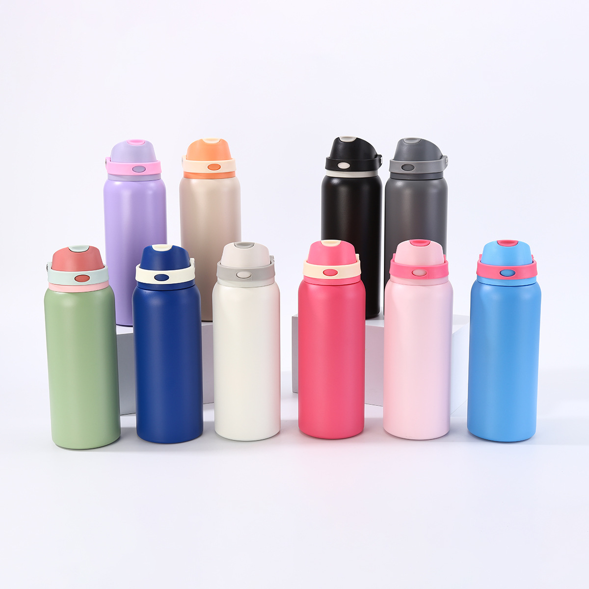 New cross-border 304 stainless steel insulated cup, leak-proof and bouncy double-drinking fruit cup, outdoor portable sports water cup