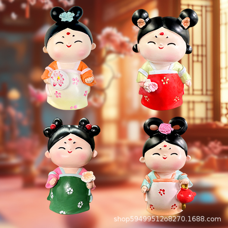 国潮2024新款冰箱贴磁吸装饰古风娃娃冰箱磁贴西安唐朝仕女旅游纪念品