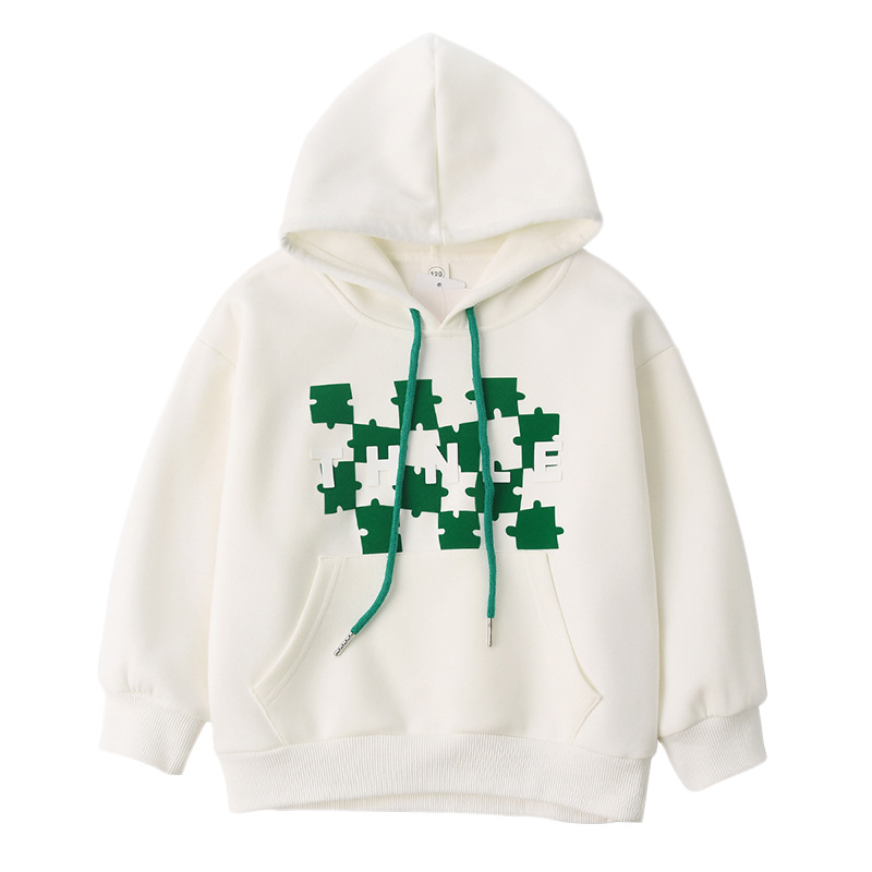 卫衣儿童连帽白底实物图