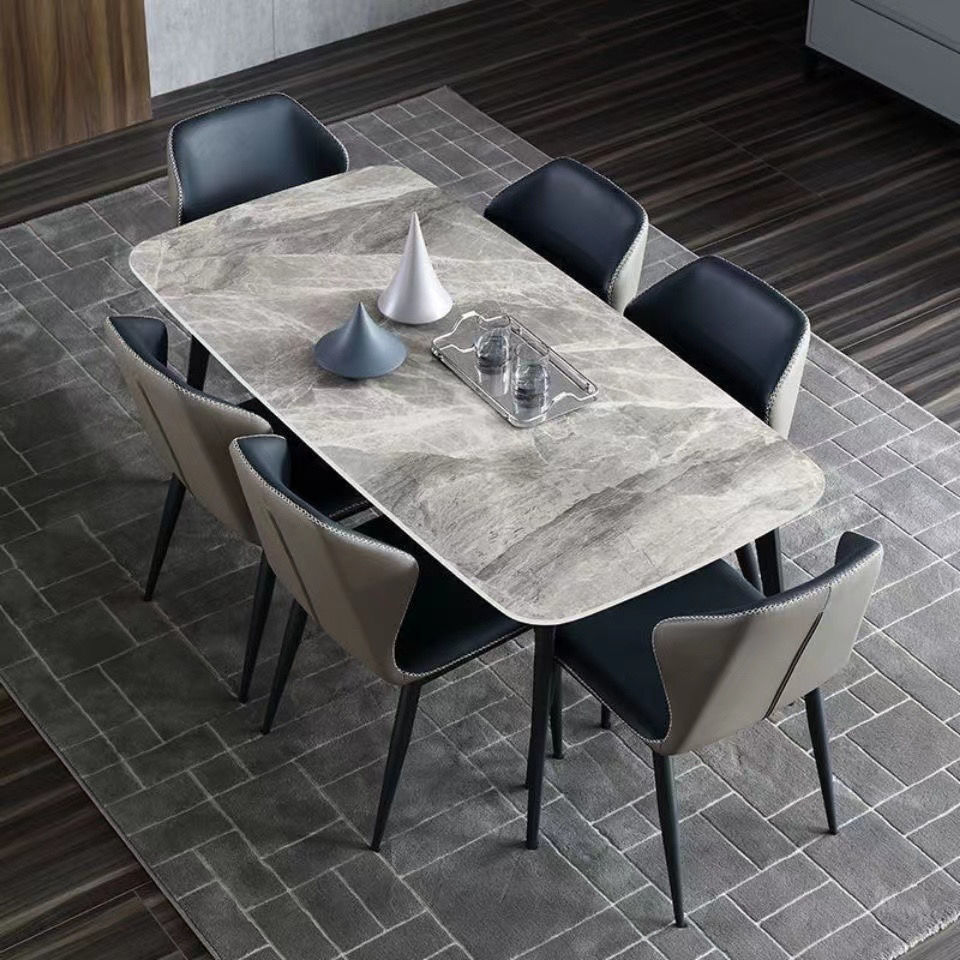 岩板餐桌长方形餐桌餐椅组合现代简约轻奢北欧家用饭桌详情图1