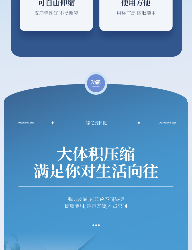 亚马逊浴场浴帽100只/包高压浴帽条形塑料浴帽加厚加大松紧口头套详情3