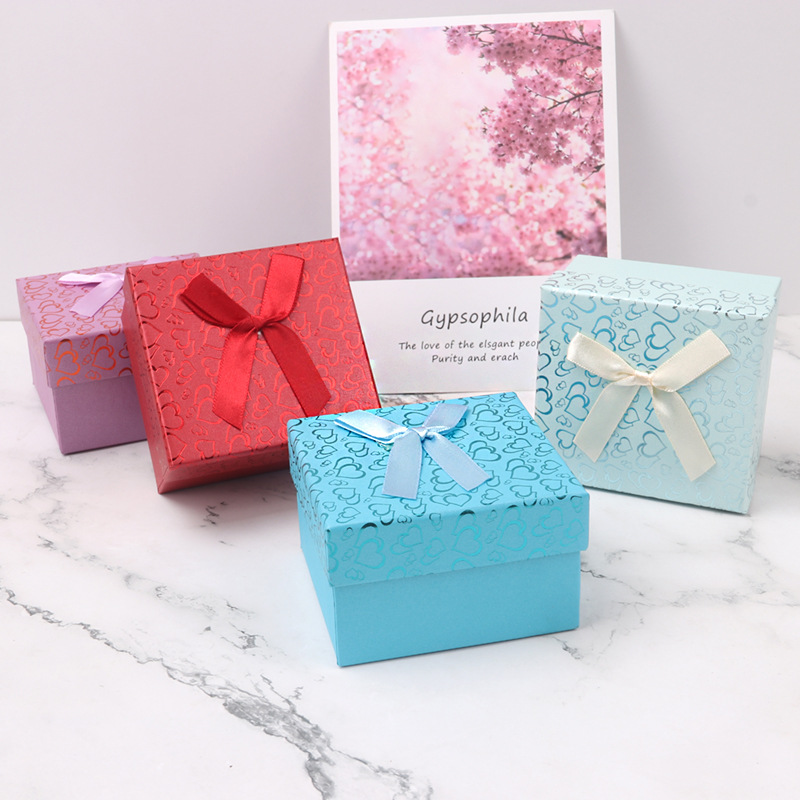 Heaven And Earth Cover Box Bow Heart Print Square Cheap Watch Box Boutique Bracelet Watch Display Box