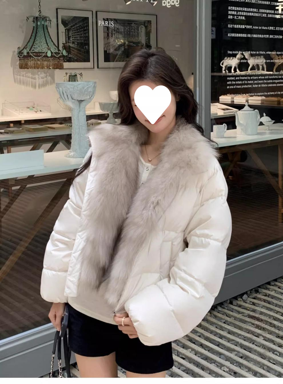 现货冬季新款短款羽绒服女毛毛领宽松加厚小个子韩版皮面包服外套详情9