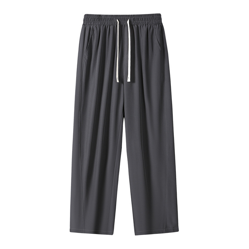 Ice silk pants for men, summer thin loose straight-leg pants, drape for men, quick-drying sport pants, wide-leg casual pants for men Item Picture