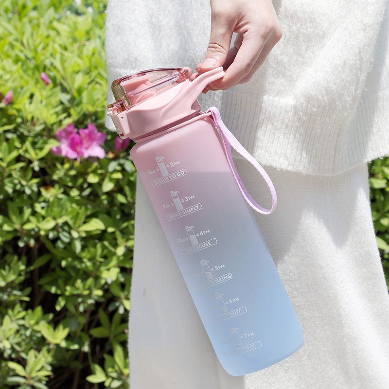 Gradient water bottle, Amazon cross-border e-commerce gradient matte 1000ml water cup, sports water cup Specification image