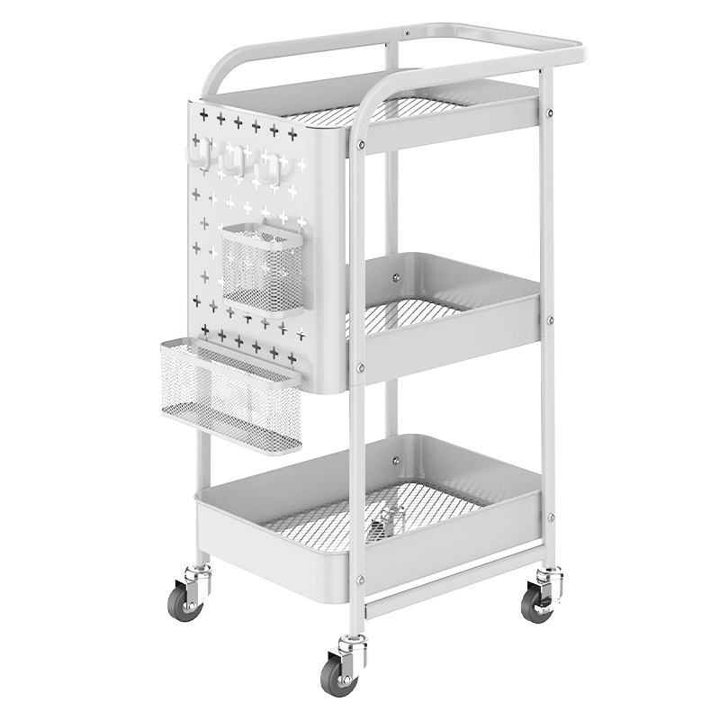 Cavity Plate Trolley Storage Rack Metal Kitchen Storage Rack Simple Storage Easy Operation White Trolley Item Picture