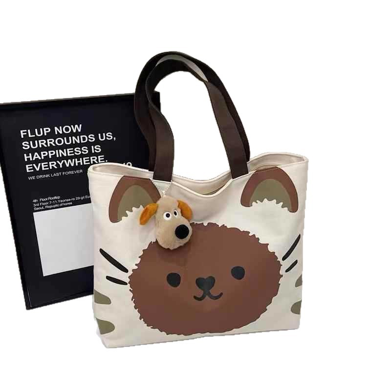 Commuting Japanese-style cartoon ins single-shoulder large-capacity student cloth bag tote, versatile student canvas handbag for class Item Picture