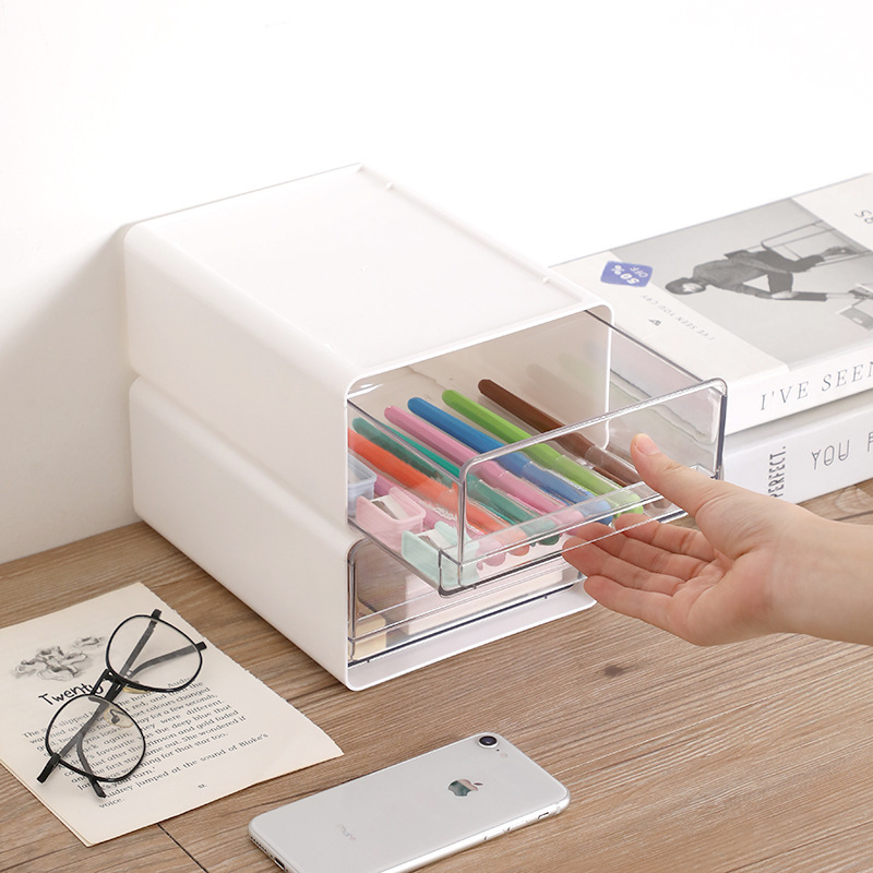 Custom Organizer Box Home Office Dustproof Small Object Transparent Cosmetics File Storage Desktop Storage Box Application Scenario