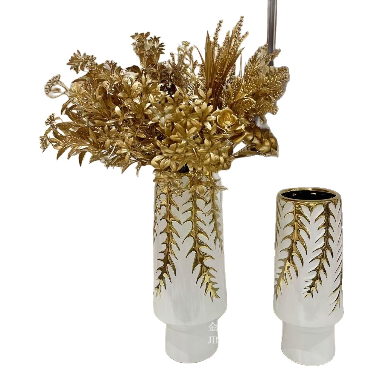 Cross-border flower vases, electroplated gold ceramic small vases and flower arrangements, European-style simple home decoration ornaments, desktop handicrafts Item Picture