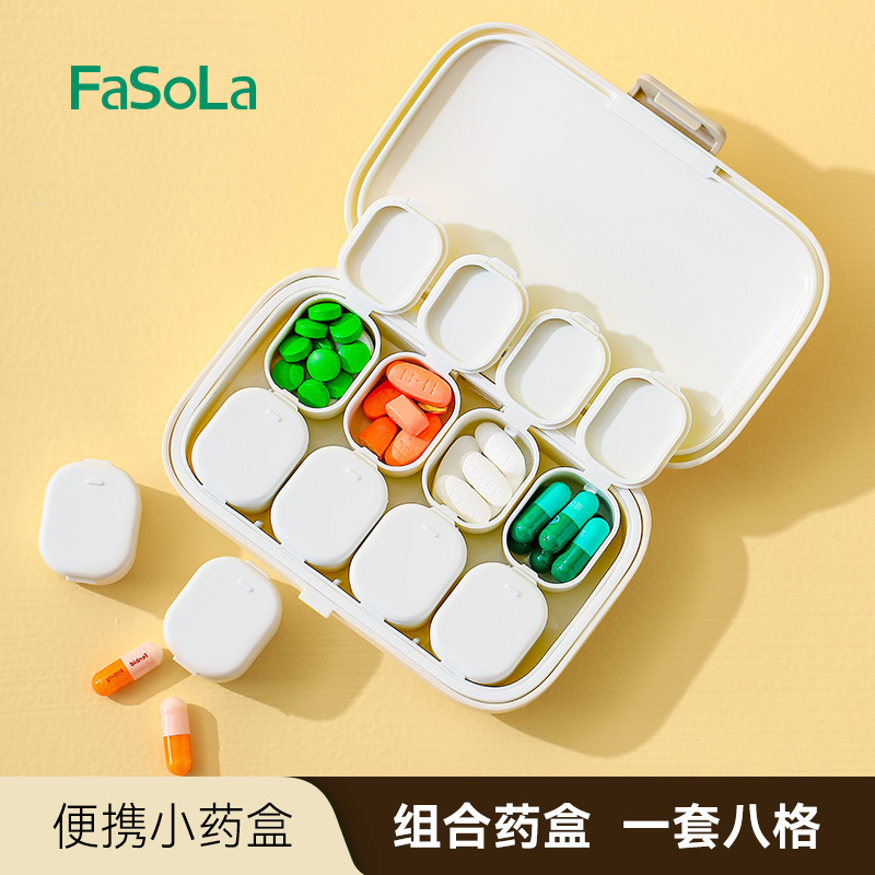 FaSoLa家用药盒分装便携式随身迷你收纳盒大容量7天早中晚药片盒详情图3