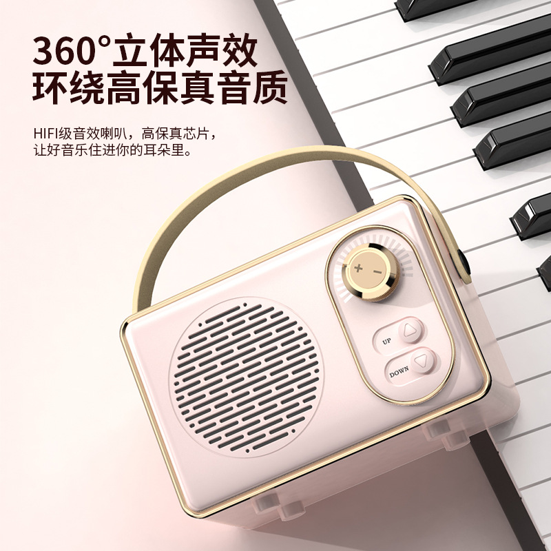 Wireless Retro Bluetooth Speaker Outdoor Usb Flash Drive Audio Mini Laptop Speaker Home Karaoke One Sound details Picture