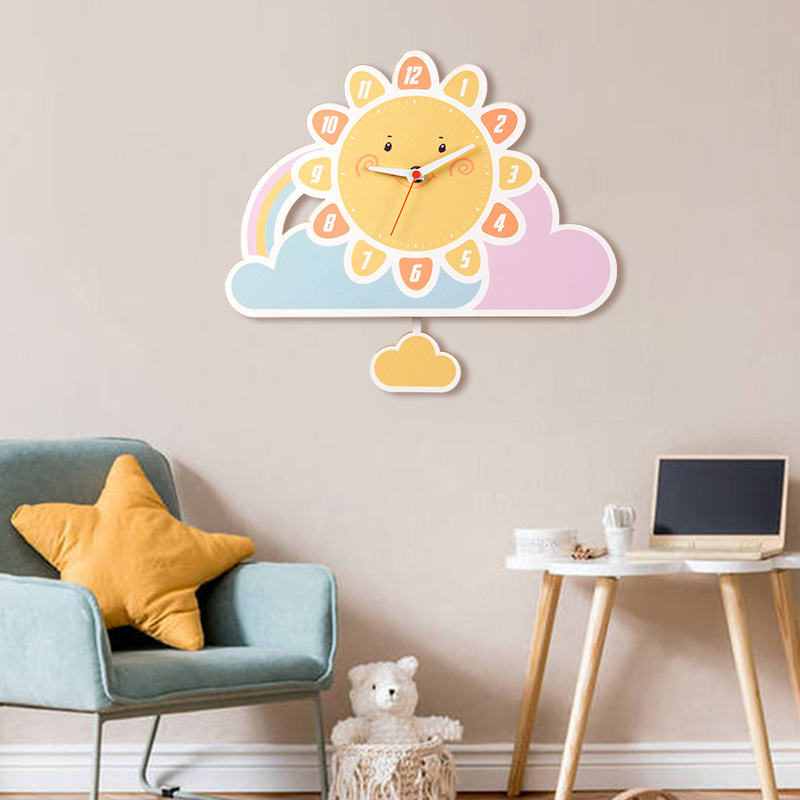 Creative cartoon swing clock, cute wall clock, children's room decoration clock, wall clock manufacturer, Taobao cross-border Douyin distribution details Picture
