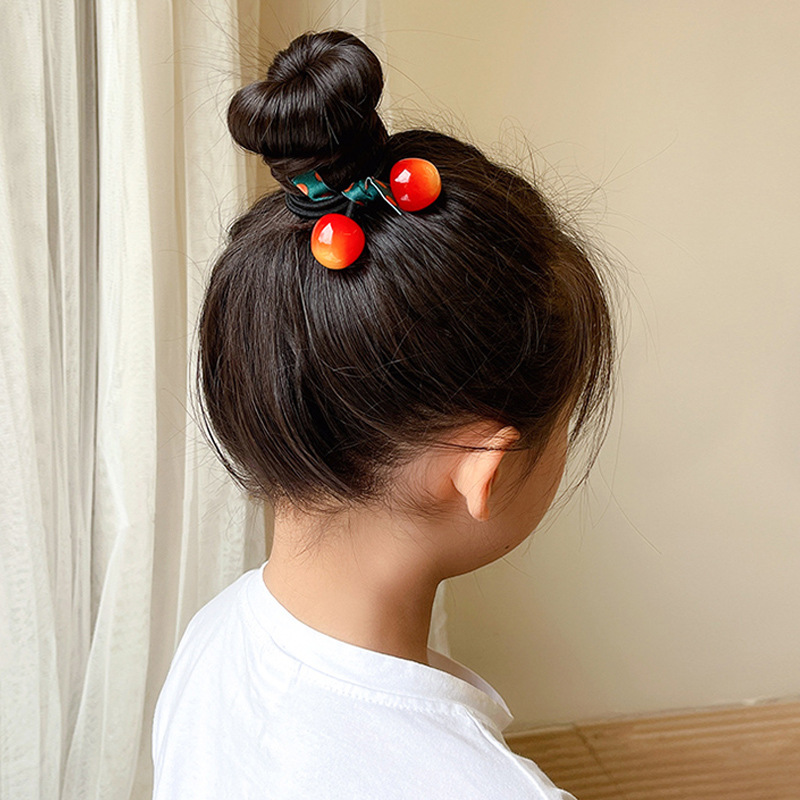 Canned Colored Rubber Band Double Ball Ball Hair Rope Head Rope Tie Hair Bun Head Cute Children's Hair Accessories Girl Headwear details Picture