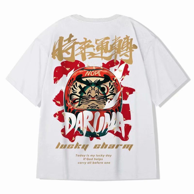 "National trend T-shirt, men's fashion brand, overweight and plus-size hip-hop loose short-sleeved top, Hong Kong-style ins half-sleeved T-shirt.
