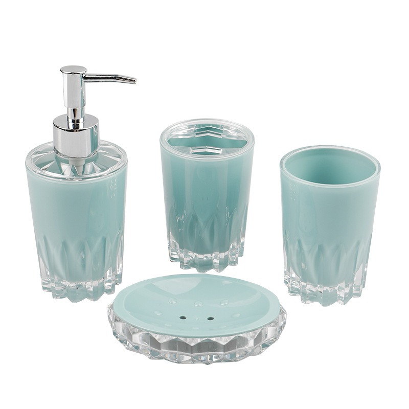 Bathroom Plastic Four-Piece Set Manufacturers Wholesale Bathroom Washing Four-Piece Set Bathroom Mouthwash Brush Toothbrush Holder Four-Piece Set Item Picture