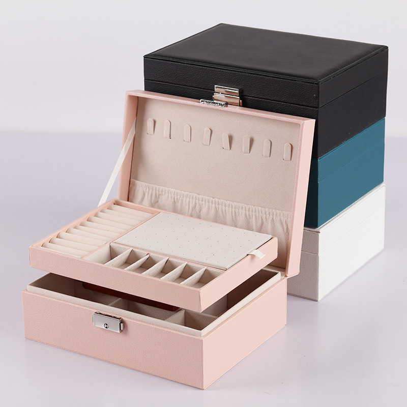 金椟包装PU皮革双层首饰盒珠宝饰品戒指耳环项链收纳包装盒子现货