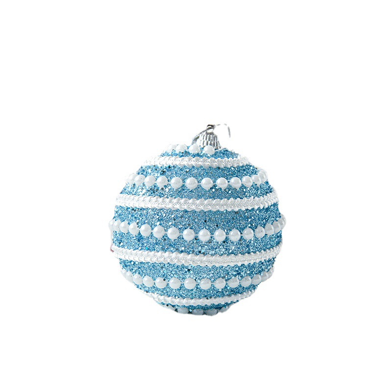 Hengtai Christmas Tree Decoration Pendant, red and gold Christmas ball, 8cm, pearl thread decoration, high-end adhesive Christmas ball Item Picture
