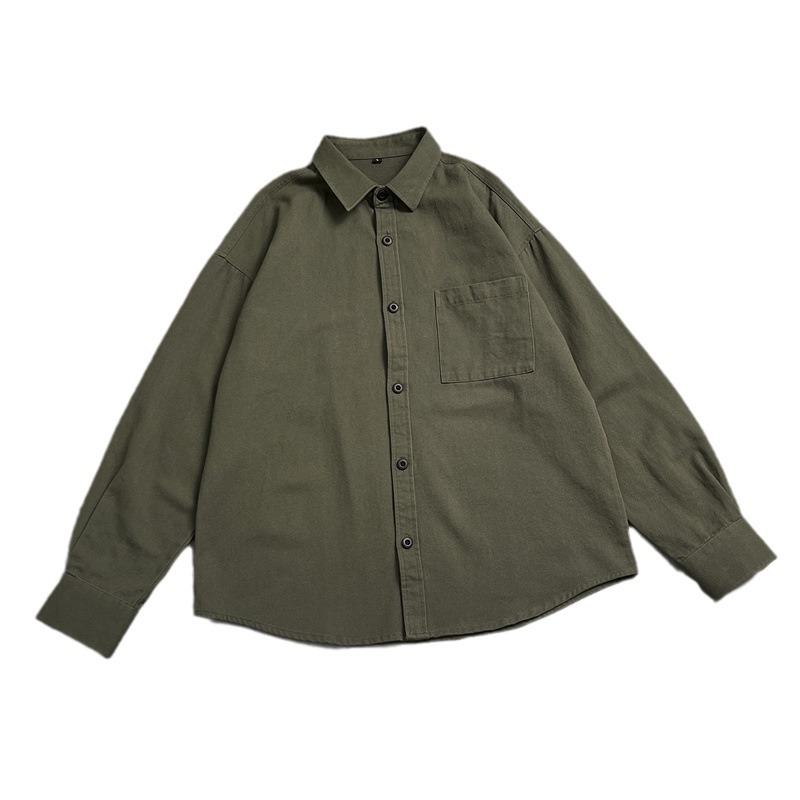 Japanese cityboy long-sleeved shirt, men's spring American retro work jacket, Hong Kong-style trendy casual top wear Item Picture