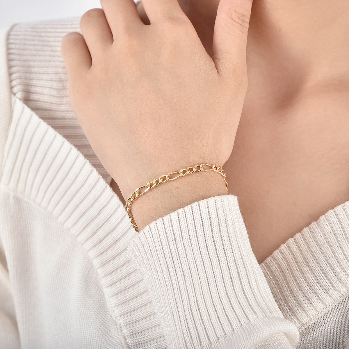 Fashion Figaro Chain Bracelet Jewelry Europe And The United States Cross-Border New Bracelet Brass Gold-Plated Bracelet Women details Picture