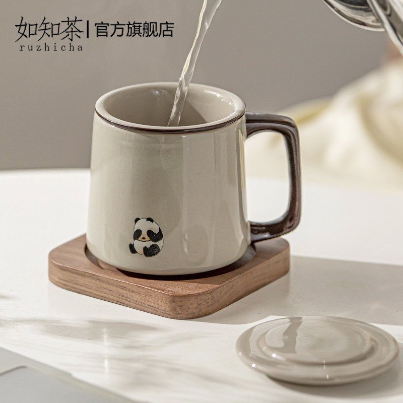 熊猫泡茶杯陶瓷茶水分离过滤带盖办公室水杯子女现代马克杯恒温器详情图4