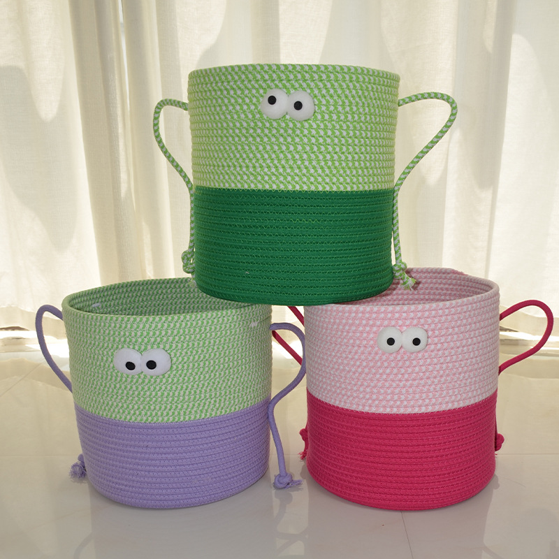 Coarse cotton thread storage bucket, cartoon children's dome, casual and creative monster storage basket, storage foyer, toy storage box