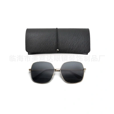 Leather sunglasses case glasses storage soft bag large frame flat lens glasses bag thumbnail