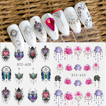 Cross-border source nail watermarking decals Europe and America color flower series decals simple nail decals wholesale Nail