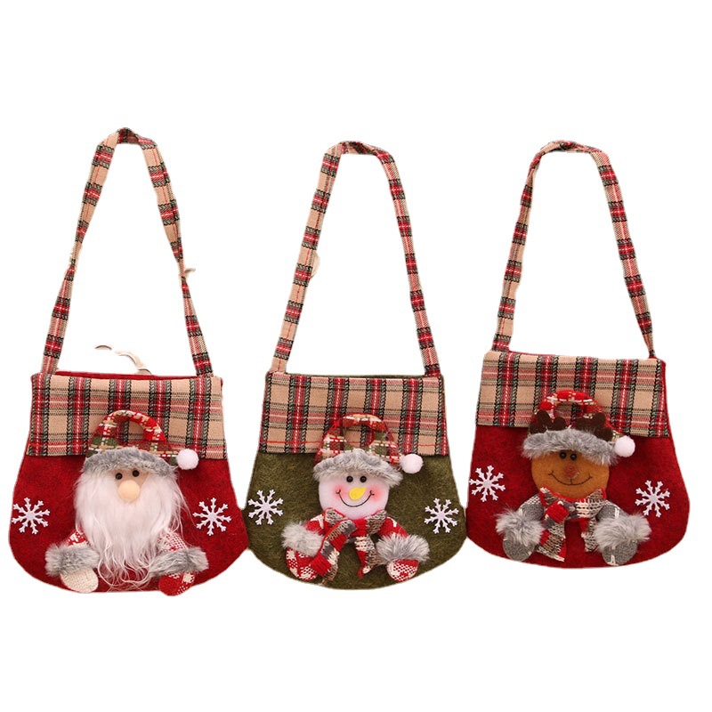 New Plaid Cartoon Christmas Candy Bag Gift Bag Christmas Tote Bag Apple Bag Christmas Gift Item Picture