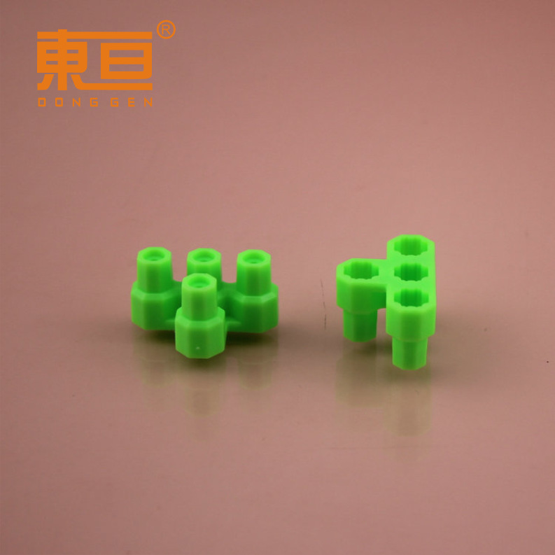 TX4Z302015 Soft Green T-shaped 4-column soft rubber building blocks, building block accessories, octagonal building blocks, universal building blocks Specification image