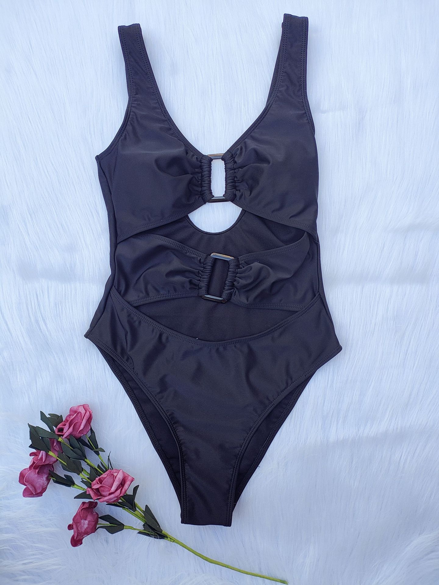 Europe and America sexy one-piece swimsuit women plain backless fashion swimsuit 2235