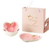 【 Top and Bottom Lid 】 Strawberry Bowl, Star Spoon, Ceramic Bowl and Spoon Set, Pink Chinese underglaze Color Tableware set, fork and spoon Item Picture