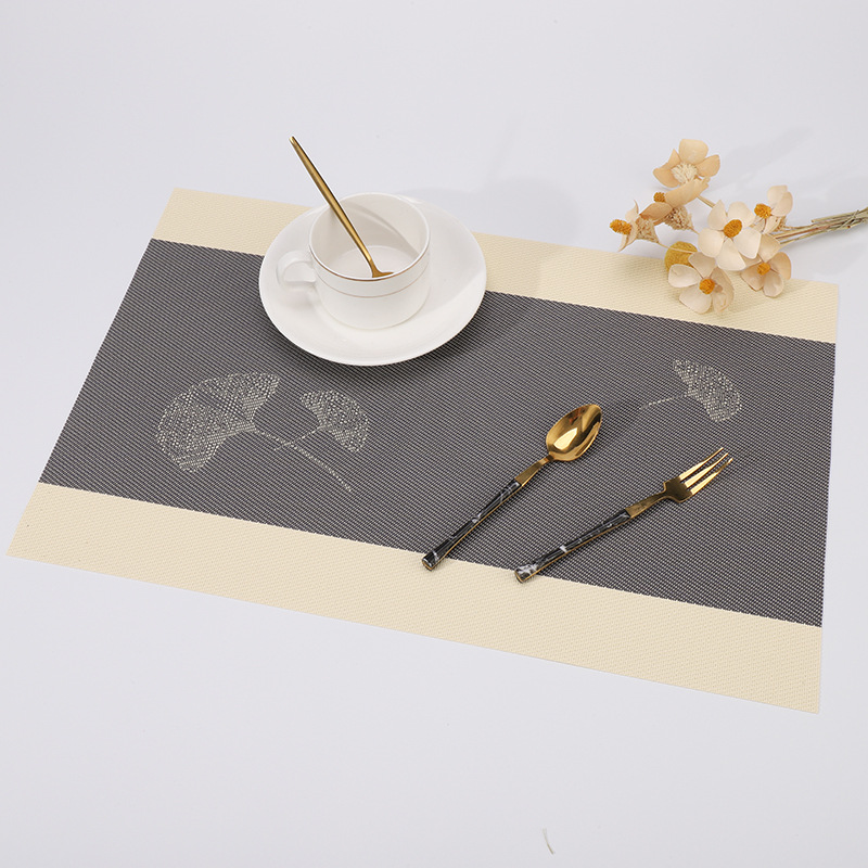 Manufacturers Directly Provide Ginkgo Leaf Placemat Pvc Teslin Insulated Western Placemat Hotel Home Table Mat Wholesale details Picture