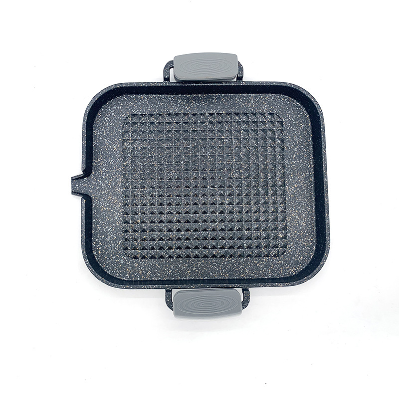 New non-stick coating Korean-style grill, universal aluminum alloy barbecue grill, tourmaline square grill manufacturer wholesale Item Picture