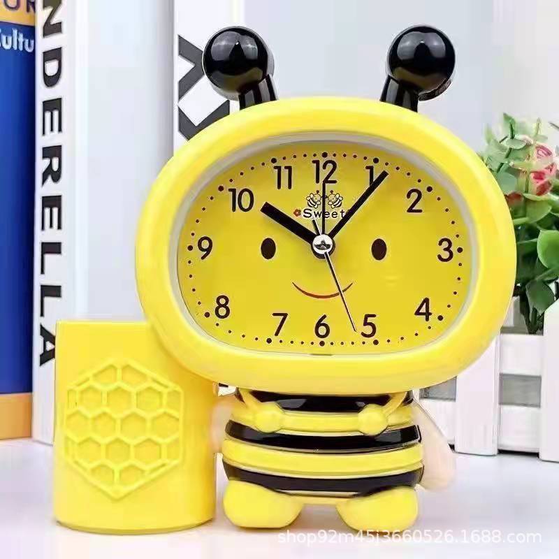 Alarm Clock Innovative Creative Male And Female Students Pencil Holder Bee Alarm Clock Bedside Children Cartoon Fashion Cute Fashion Clock