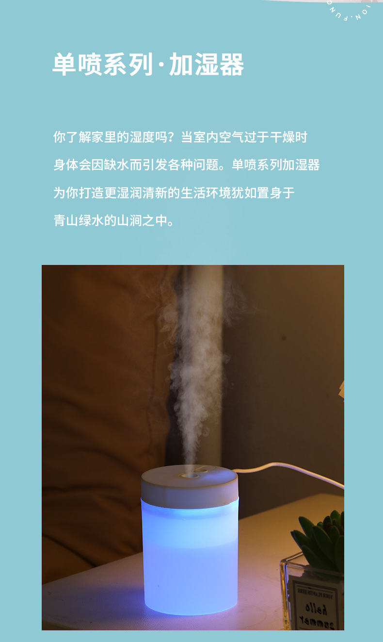 2025 Cross-border New Product: Simple Office seven-color Desktop Aroma Spray, Portable Mini Car Humidifier for home use pic 3