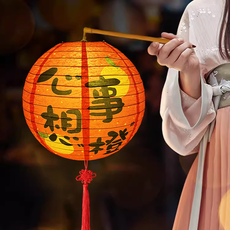 春节纸灯笼红色结婚喜庆手提发光灯笼商场婚庆装饰新年纸灯笼批发